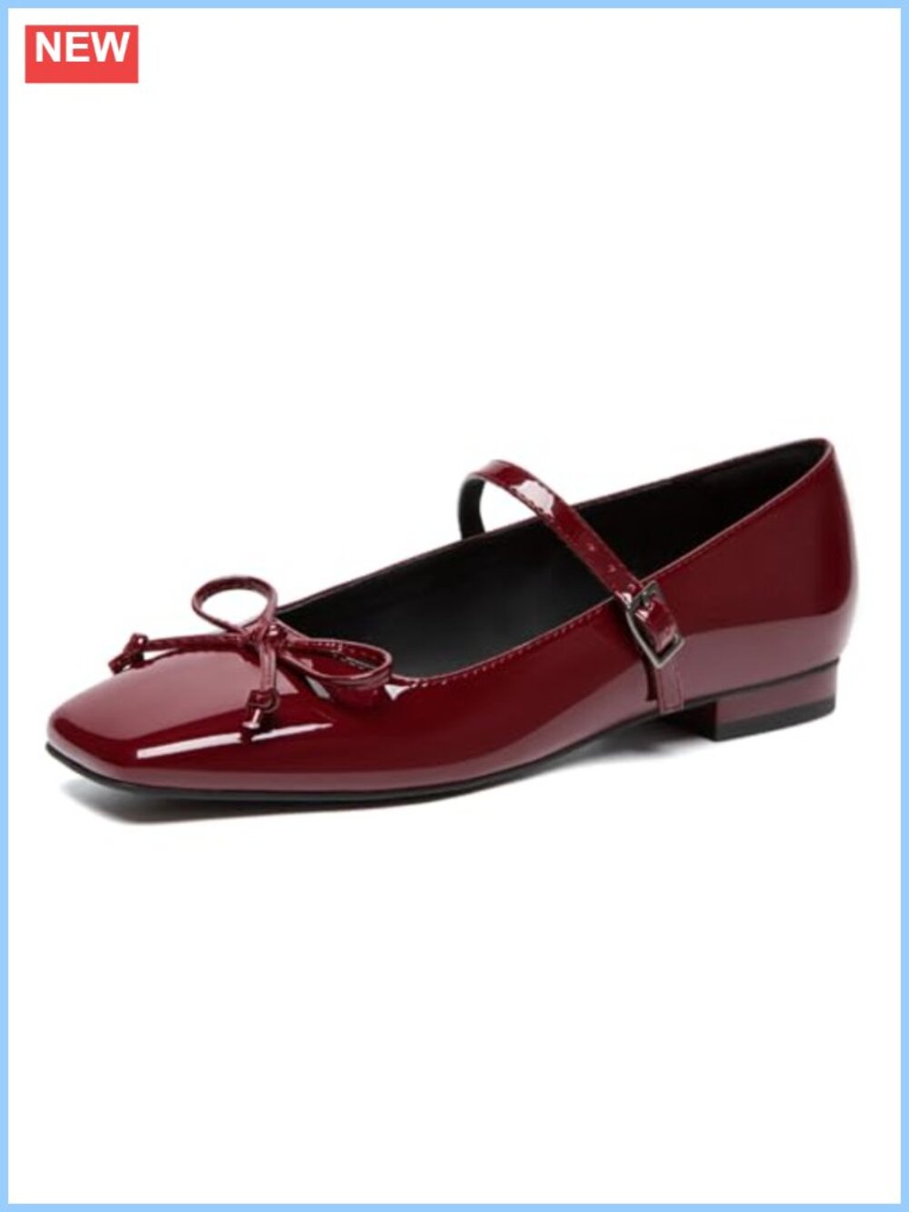 Women's Mary Jane Flats Square Toe Bowknot Ballet Dress Shoes